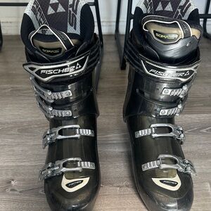 Fischer Black Ski Boots with Silver Accents